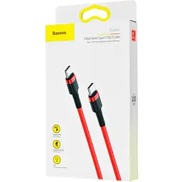 Кабель Baseus Cafule Cable Type-C to Type-C 20V 3A 1m CATKLF-G09 Red - мініатюра 3