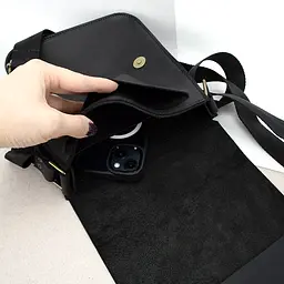 Сумка чоловіча шкіряна Handycover S416 чорна матова з клапаном - мініатюра 4