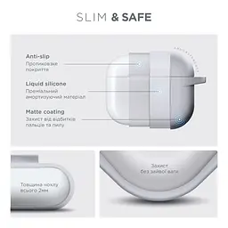Силіконовий чохол для навушників Apple AirPods 3, Hang Case, білий, ультратонкий захисний кейс товщиною 2 мм, захист від подряпин, пилу та ударів, компактний, з карабіном для кріплення, ArmorStandart (ARM60324) - мініатюра 3
