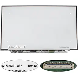 Матриця 17.3 N173HME-GA2 1920х1080, 40pineDP, IPS, 480HZ, 300cd/m2, 100% sRGB, LED, SLIM без планок та вушок, матова, роз'єм справа внизу для ноутбука