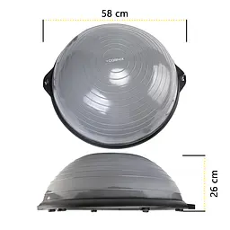 Балансувальна платформа (півсфера) Cornix Bosu Ball 58 см з еспандерами Grey XR-0455 - мініатюра 5