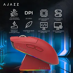 Миша бездротова Ajazz AJ139 V2 MC Wireless/Bluetooth/USB Red (AJ139-V2-MC-R) - мініатюра 7