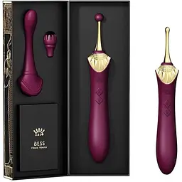 Вагінально-кліторальний вібратор Zalo Bess Velvet Purple мультифункціональний з насадками - мініатюра 9