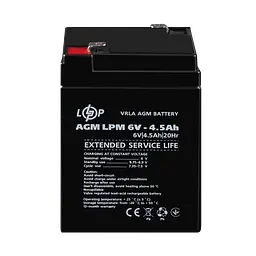 Акумулятор AGM LPM 6V - 4.5 Ah - мініатюра 2