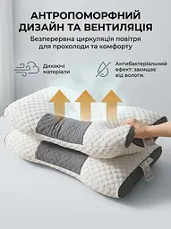 Ортопедична анатомічна подушка для сну з ефектом пам'яті, 40х65 см, біла (56530157) - мініатюра 4