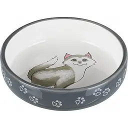 Миска керамічна Trixie для короткомордих порід котів 300 мл / 15 см (сіра)