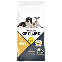 Сухий суперпреміум корм Opti Life Puppy Medium Опті Лайф для цуценят середніх порід, Курка 12.5 кг (311547)