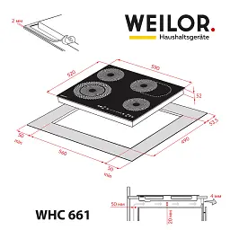 Поверхня склокерамічна Weilor WHC 661 Black - мініатюра 7