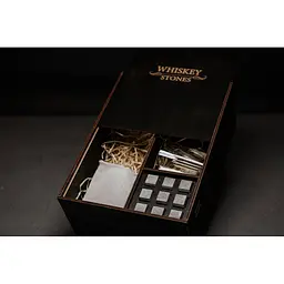 Подарунковий набір Whiskey Stones камені для віскі в дерев'яному пеналі №7 + 2 склянки Bormioli Rocco Selecta + щипці + мішечок - мініатюра 4