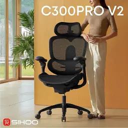 Офісне крісло Sihoo C300 PRO V2, Black (C300-PRO-V2-B101) - мініатюра 6