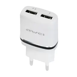 Зарядка для телефона 2хUSB "Awei C-930" Біло-чорна, мережевий зарядний пристрій — блок живлення 1 А/2.1А - мініатюра 8