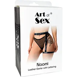 Гартер на ногу Art of Sex - Naomi з написом Sexy, натуральна шкіра, розмір XS-2XL, колір чорний - мініатюра 4