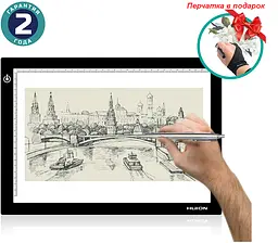 LED планшет Huion L4S світлокопіювальний + рукавичка