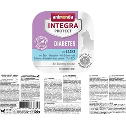Корм вологий ветеринарний для кішок Integra Protect Diabetes with Salmon при діабеті, з лососем, 100 г - мініатюра 2
