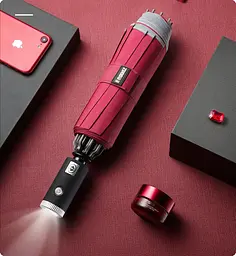 Парасоля складна автоматична з ліхтариком Zuodu (ZD002-LED) Red - мініатюра 2