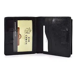 Чоловіче шкіряне портмоне чорне глянсове GRANDE PELLE 10х10х2 см acs0032090 - мініатюра 5