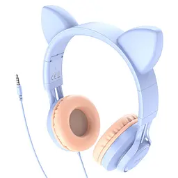 Накладні навушники W36 Cat ear (3.5mm/1.2m) Dream Blue Hoco teh0029541 - мініатюра 2