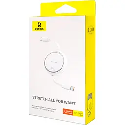 Кабель Baseus Free2Draw Mini Retractable Charging Cable Type-C to Type-C 100W 1m P10364500211-00 White - мініатюра 7