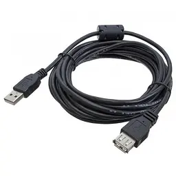 Кабель USB 2.0 AM - USB AF, 4.5 м, чорний, Patron, феритовий фільтр (PN-AMAF-45F)