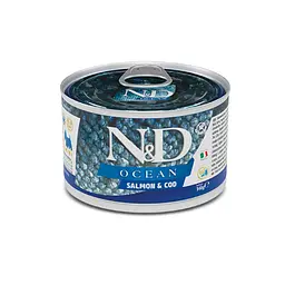 Вологий корм Farmina N&amp;D Grain OCEAN SALMON &amp; COD ADULT MINI для собак дрібних порід, з лососем і тріскою, 140 г