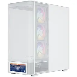 Корпус ModeCom VOLCANO AQ500 ARGB MIDI FRONT LCD 6,2” 4x120mm fans WHITE без БЖ ATX - мініатюра 3