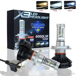 LED лампи автомобільні Philips ZES H4 радіатор 6000Lm LumiLeds X3 / 50W / 6000K плівки в к-ті / IP67 / 9-32V