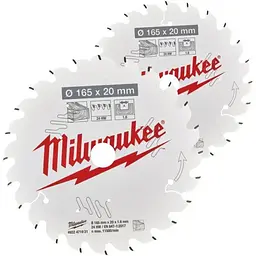 Набір дисків пиляльних MILWAUKEE, діаметр 165х20х40зуб. (2шт 4932492433)