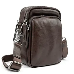 Месенджер маленький шкіряний чорний шоколад TIDING BAG 333-1C - мініатюра 3