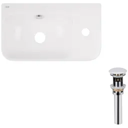 Комплект Qtap Tern: Раковина підвісна прямокутна права 450х250х158 мм White + Донний клапан PU02O (QT17115117RWN47328)