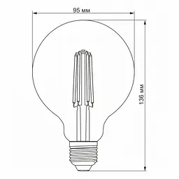 LED лампа VIDEX Filament G95FAD 7W E27 2200K дімерна бронза - мініатюра 4