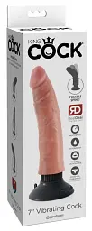 Вібратор King Cock Vibrating Cock 7 Inch 18 см тілесний - мініатюра 2