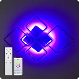 Люстра світлодіодна 517 Light 3color з пультом 150Вт Хром (01553) - мініатюра 4