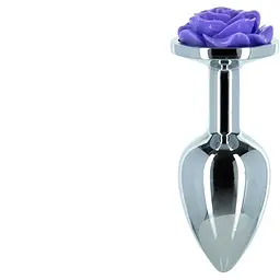 Металева анальна пробка Lux Active з трояндою - Rose Anal Plug - Purple
