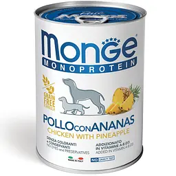 Вологий корм для собак Monge Dog Fruit Monoprotein курка з ананасом 400 г