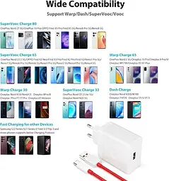Зарядний пристрій Oneplus 100 W SUPERVOOC VCBAOBEH 1U + кабель USB — Type-C євровилка біле - мініатюра 9