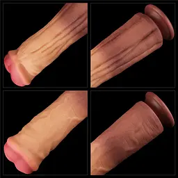 Фалоімітатор - Dual-Layered Silicone Cock 12" Brown - мініатюра 7