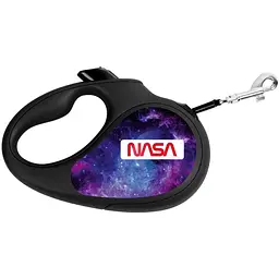 Повідець-рулетка для собак Waudog R-leash Nasa 21, світловідбиваючий, S, до 15 кг, 5 м, чорний