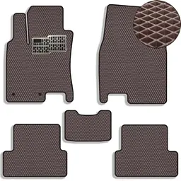 Килимки у салон EVA для Nissan Qashqai +2 2008-2014 з підп'ятником Коричневі 5 шт