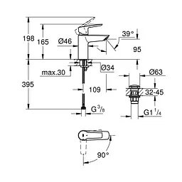 Змішувач для раковини Grohe QuickFix Start S-Size 23551002 з донним клапаном, Хром - мініатюра 2