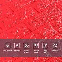 3D панель Sticker Wall самоклеюча 700x770x7мм цегла Червона 008-7 SW-00000054 - мініатюра 4