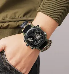 Годинник чоловічий наручний спортивний Skmei 2202 Paracord (Камуфляжний нейлоновий ремінець) - мініатюра 6