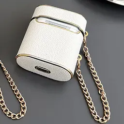 Шкіряний футляр Suitcase для навушників AirPods 1/2 White - мініатюра 4