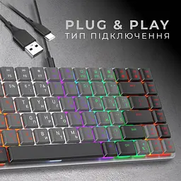 Клавіатура GamePro Red Swich Low Profile USB Dark Gray дротова (MK140R) - мініатюра 9