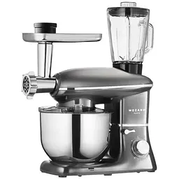 Кухонний комбайн Mozano професійний тістоміс 3в1 Kitchen Machine 2300 Вт чаша 6,2л Silver Кулінарна книга в подарунок