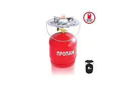 Комплект туристичний газовий примус балон та пальник Intertool 8 л пропан GS-0008 - мініатюра 2