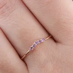 Каблучка з червоного золота з аметистами 19 K-0236 - мініатюра 2