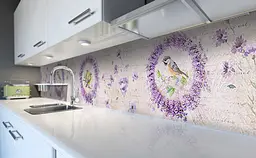 Кухонний фартух Happy Pocket Лаванда та Синиці вінілова наклейка для кухні ПВХ Квіти Птахи Фіолетовий Z181344 - мініатюра 6