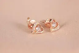 Золоті сережки гвоздики серце S-0270