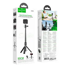 Селфі-монопод HOCO Prestigio multifunctional tripod K101 | BT5.2, Remote, 95cm | - мініатюра 2