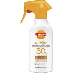 Сонцезахисне молочко-спрей Carroten Сімейне SPF 50 270 мл